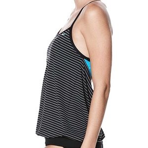 NWT Nike Striped Tankini Blouson Swim Top Small